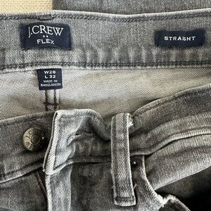 JCrew Straight Flex Jeans, Gray, Mens 28w, 32l